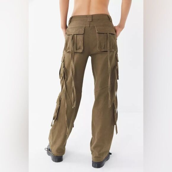 I.AM.GIA Pants - I.AM.GIA I am Gia baggy arm green cargo pants with Bow detail